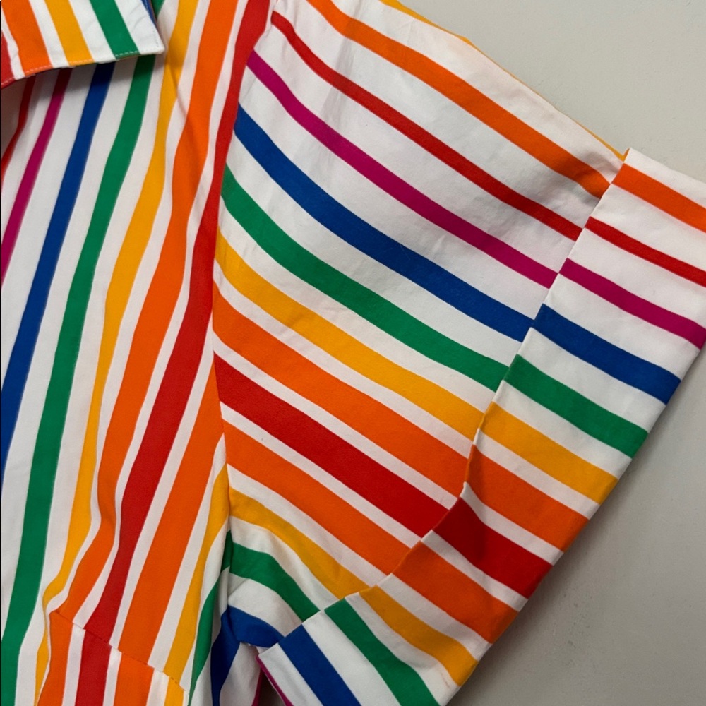 Christopher John Roger’s Colorful Rainbow Stripe Button-Front Dress - Picture 3 of 11